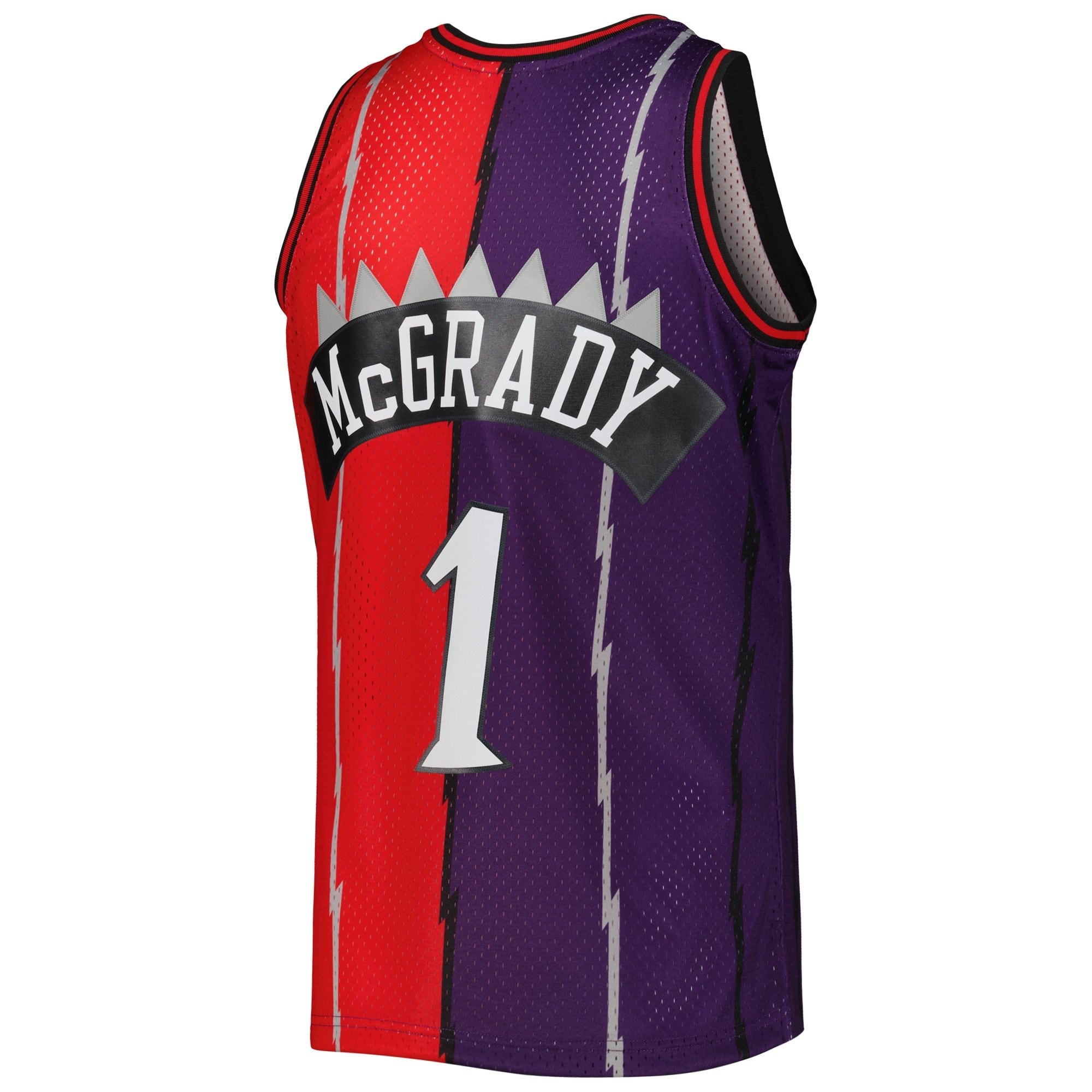 Men's Mitchell & Ness Tracy McGrady Purple/Red Toronto Raptors Hardwood Classics 1998/99 Split Swingman Jersey