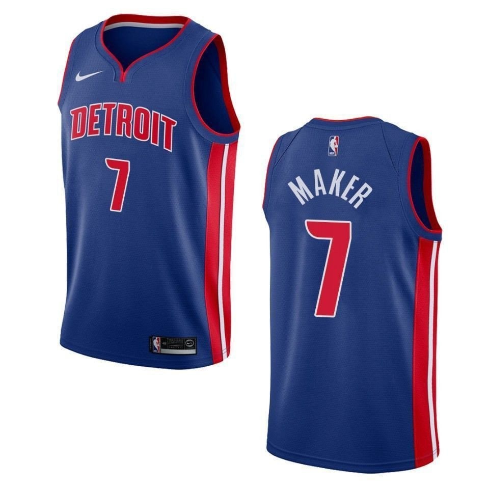 Men's Detroit Pistons 7 Thon Maker Icon Swingman Jersey Blue