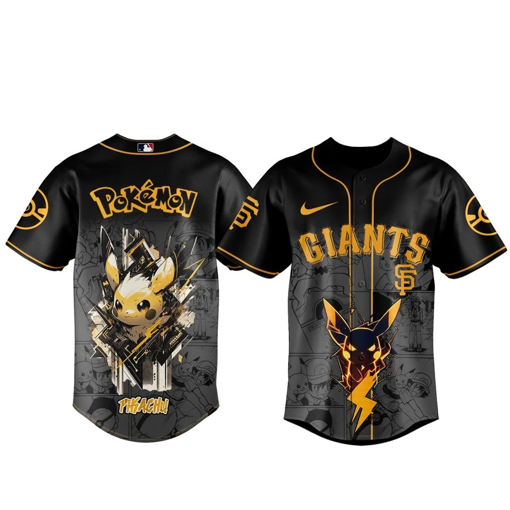 Baseball Team x Pokémon Pikachu 2026 Black Baseball Jersey