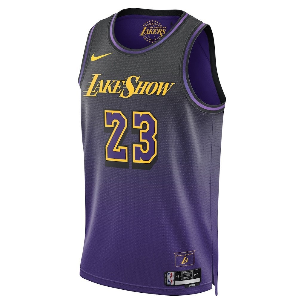LeBron James 23 Los Angeles Lakers Unisex 2024/25 Swingman Player Jersey City Edition Purple