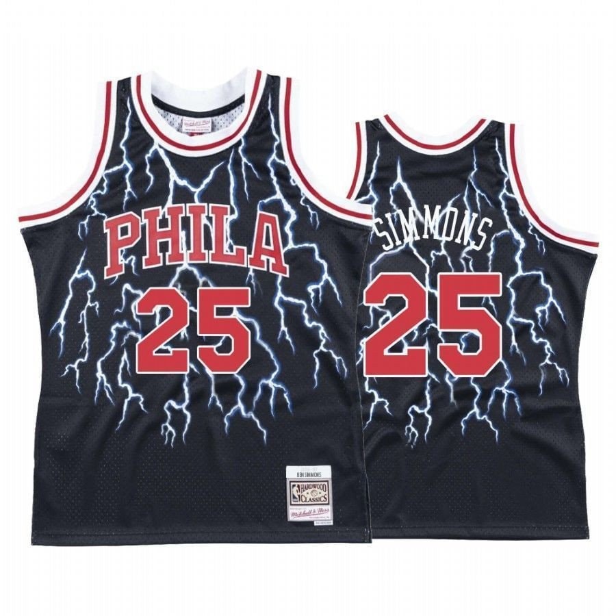 Men's Philadelphia 76ers Ben Simmons 25 Hardwood Classics Lightning Jersey