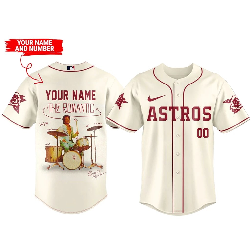 Custom Name and Number Baseball Team x Bruno Mars The Romantic Tour 2026 Baseball Jersey