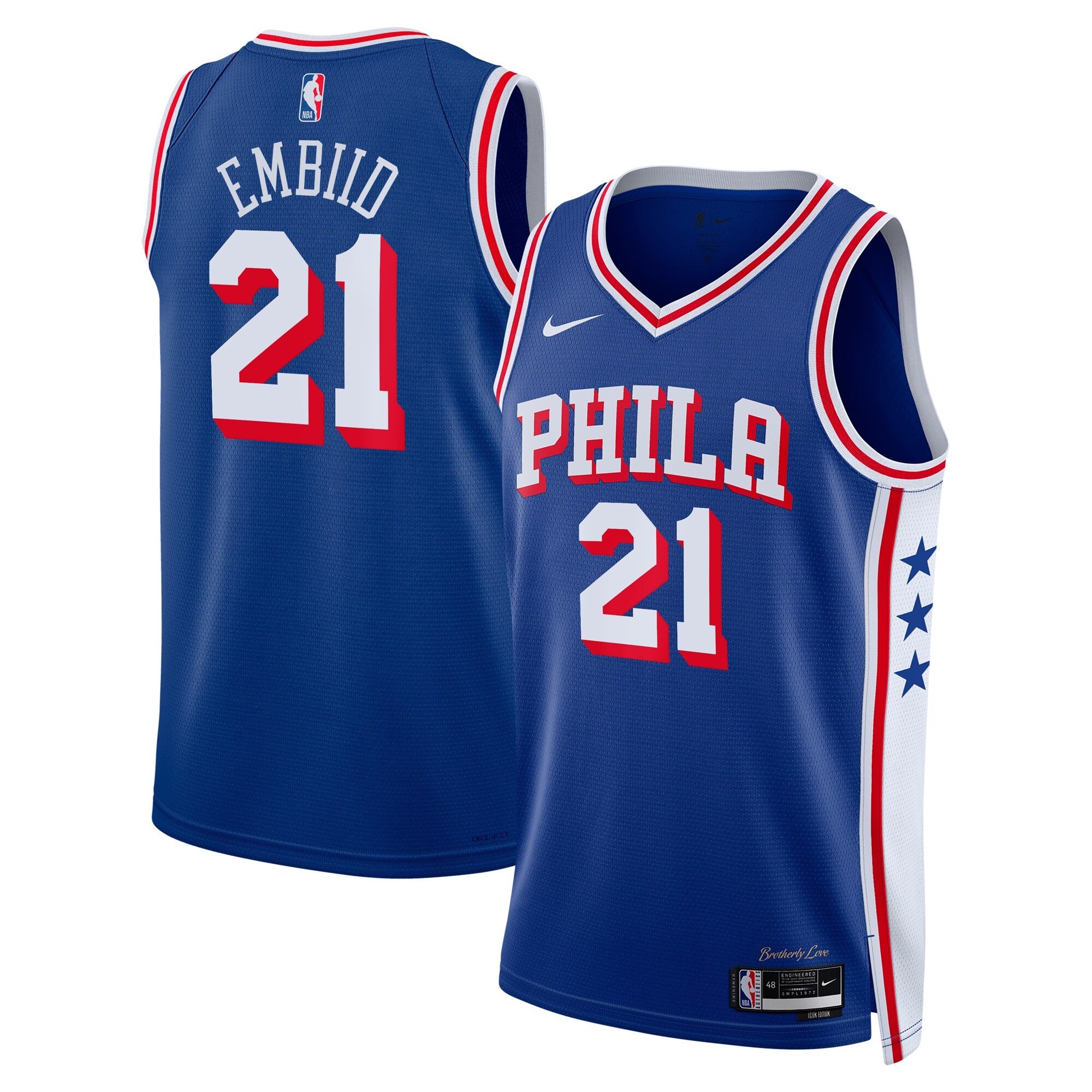 Philadelphia 76ers Joel Embiid Icon Swingman Jersey Blanco Youth Unisex Sizes S-3XL