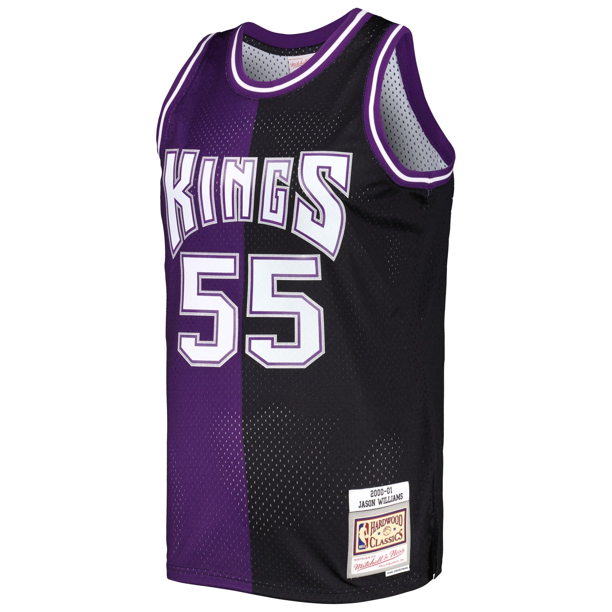 Men's Mitchell & Ness Jason Williams Purple/Black Sacramento Kings Hardwood Classics 2000/01 Split Swingman Jersey