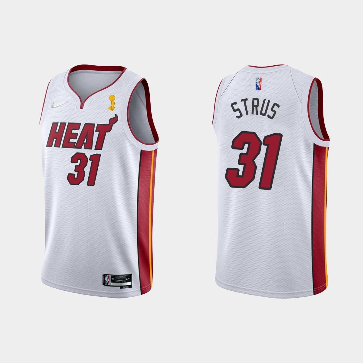 Basketball Team 31 Max Strus Champions Cup 2023 Patch White Jersey