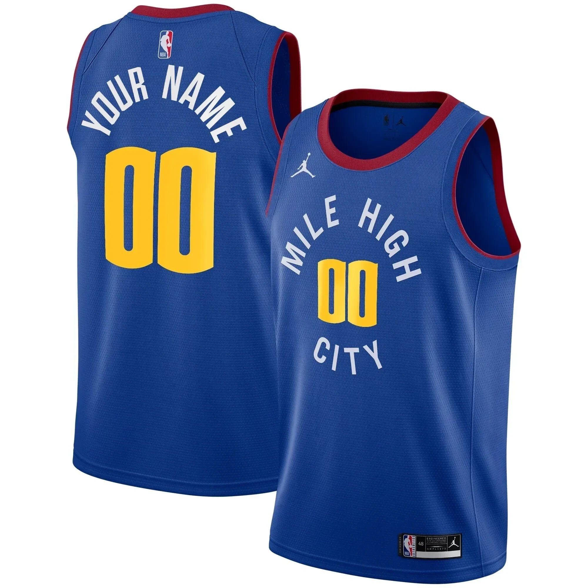 Denver Nuggets Swingman Custom Jersey Statement Edition Blue Unisex