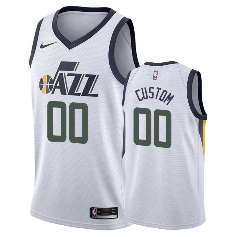 Men's Jazz Custom Association White Basketball Jersey - 100% Polyester, Sizes S-3XL