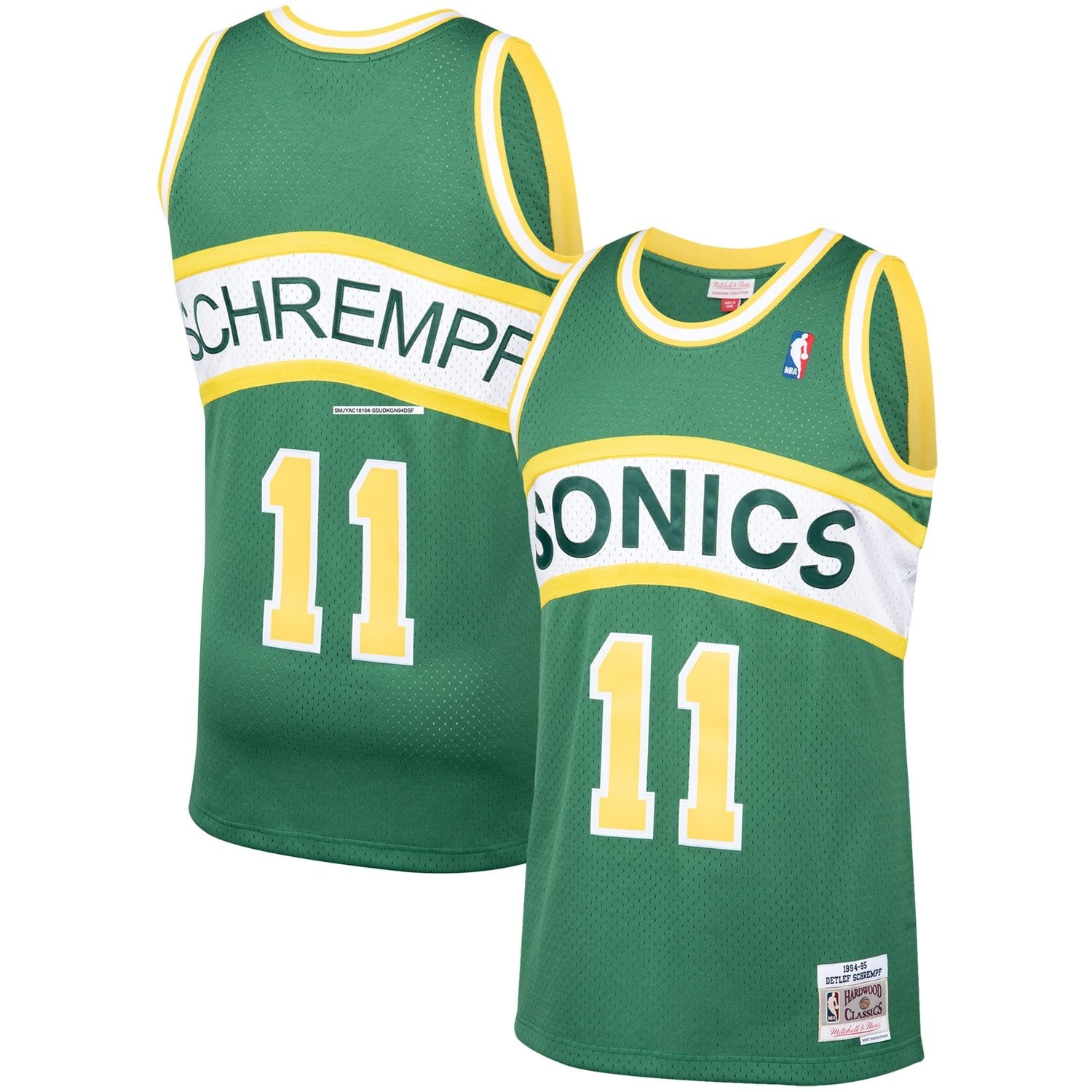 Men's Mitchell & Ness Detlef Schrempf Green Seattle SuperSonics 1994-95 Hardwood Classics Swingman Jersey