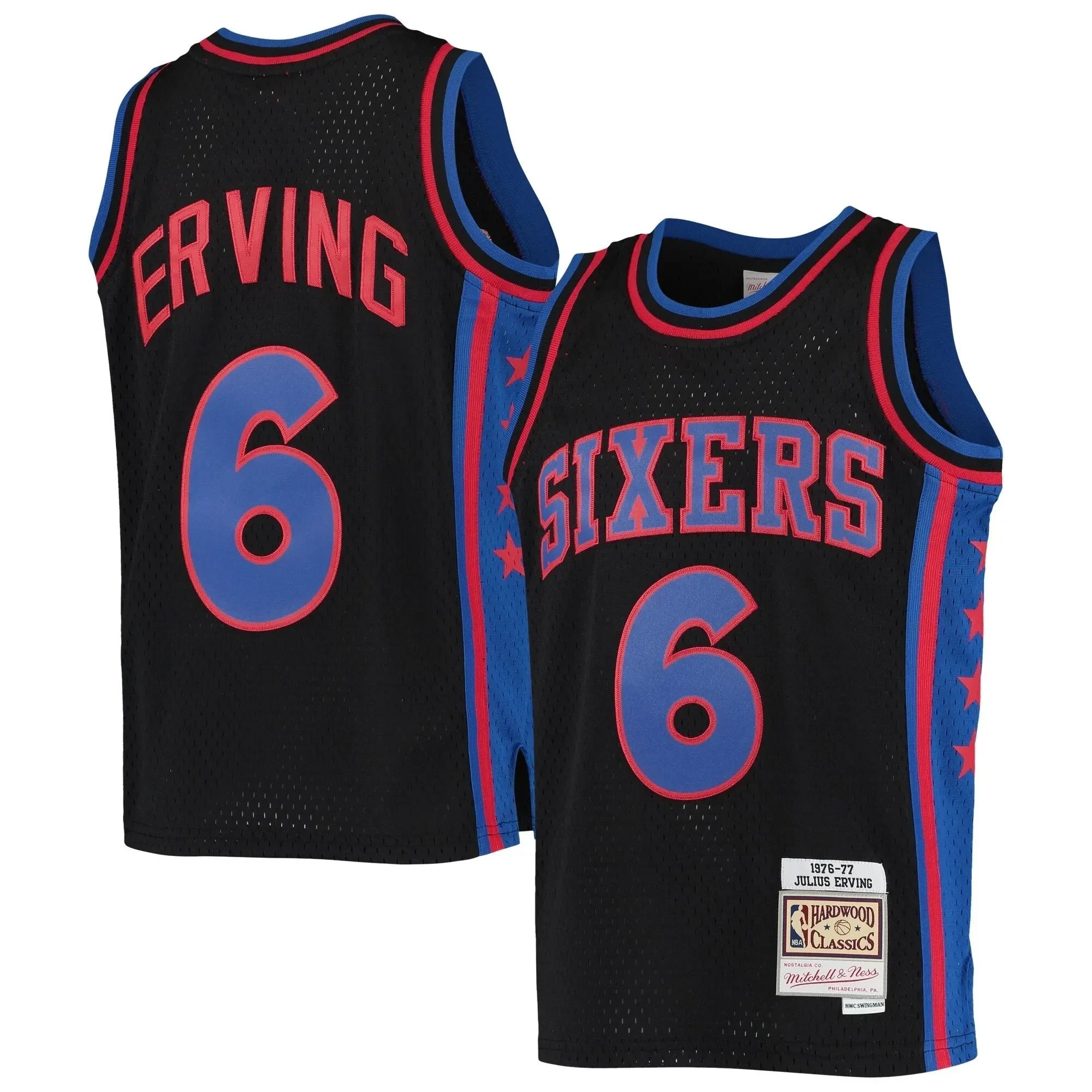 Julius Erving Philadelphia 76ers Mitchell & Ness 1976-77 Hardwood Classics Reload Jersey Black