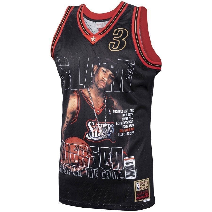 Allen Iverson Philadelphia 76ers Mitchell & Ness Slam Swingman Jersey Black Multicolor