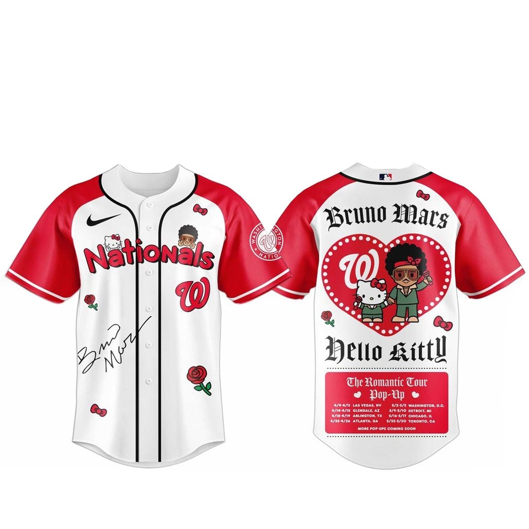 Baseball Team Bruno Mars x Hello Kitty 2026 The Romantic Tour Baseball Jersey
