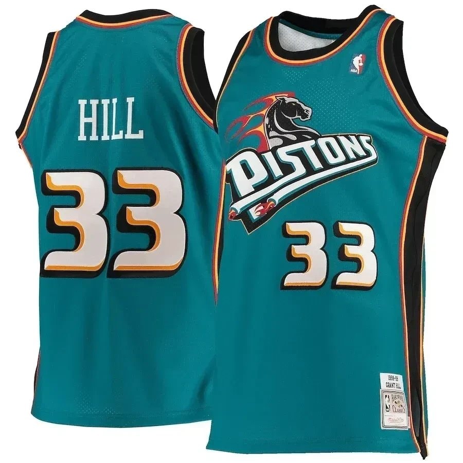 Grant Hill Detroit Pistons Mitchell & Ness Road 1998/99 Hardwood Classics Jersey Teal