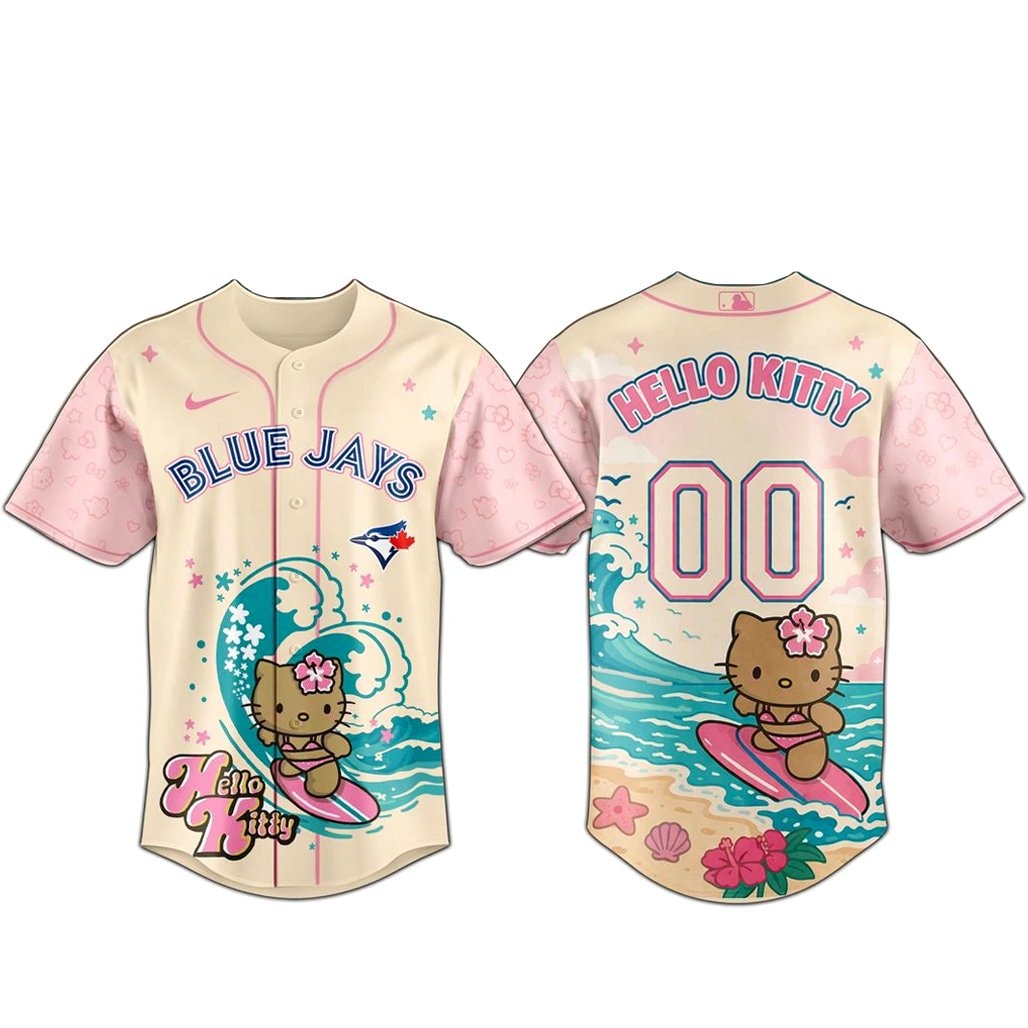 Custom Number Baseball Team x Hello Kitty Surfing Kawaii Summer 2026 Baseball Jersey