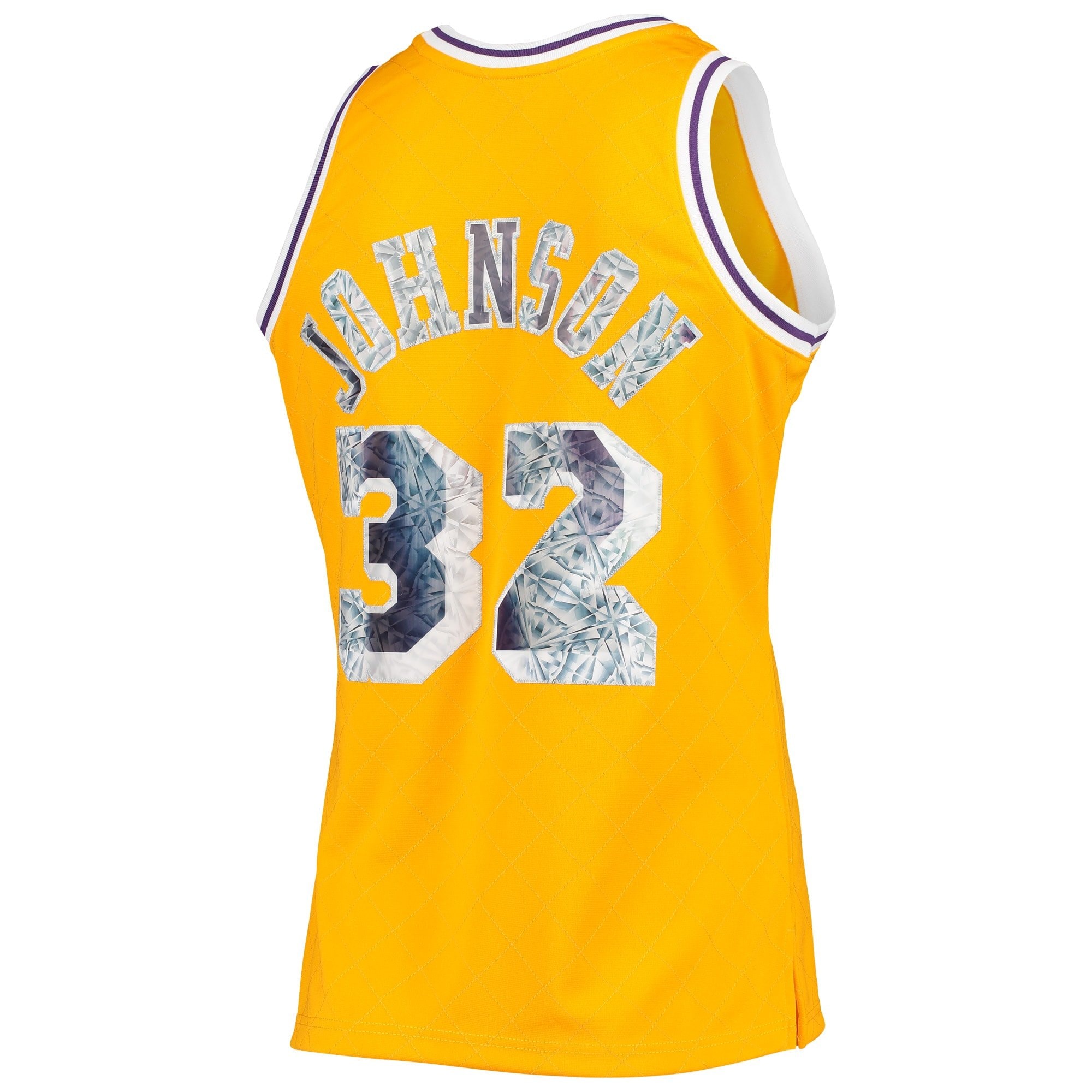 Men's Mitchell & Ness Magic Johnson Gold Los Angeles Lakers 1984/85 Hardwood Classics NBA 75th Anniversary Diamond Swingman Jersey