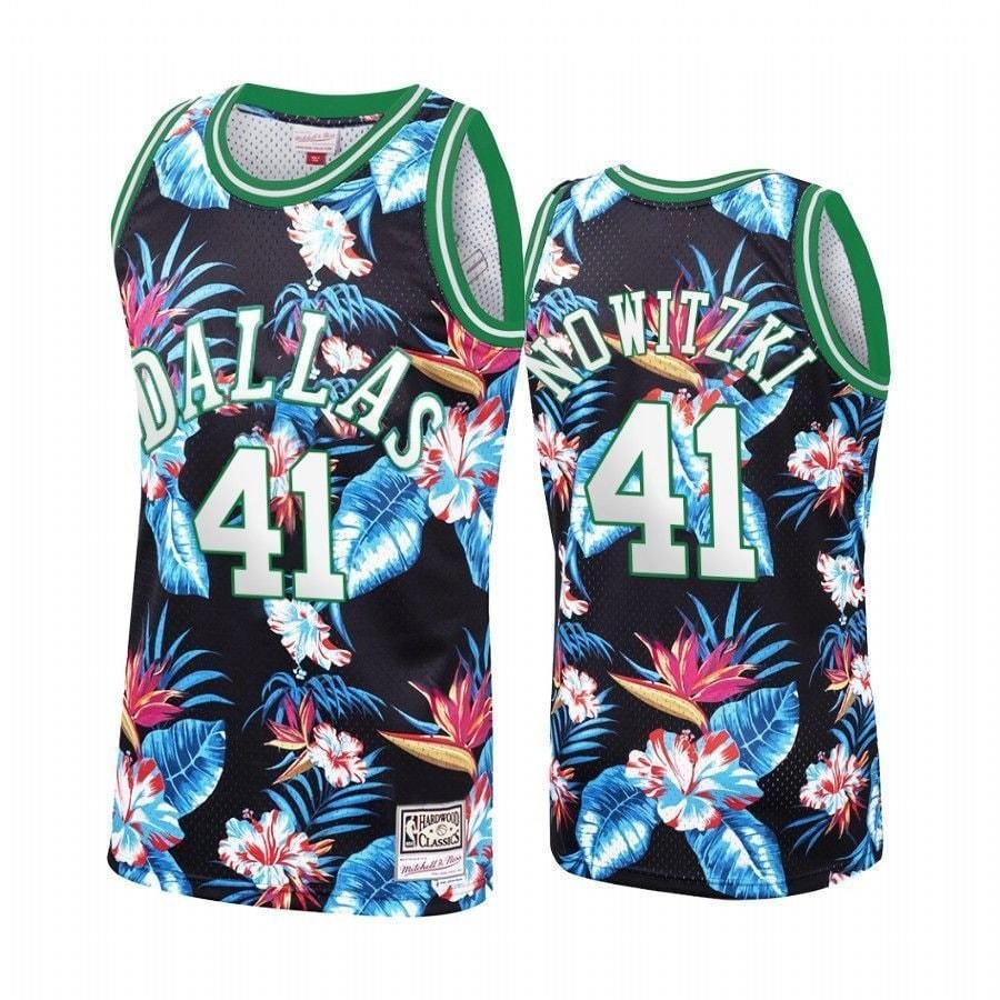 Men's Dallas Mavericks Dirk Nowitzki 41 Floral Fashion Jersey Multicolor S-3XL