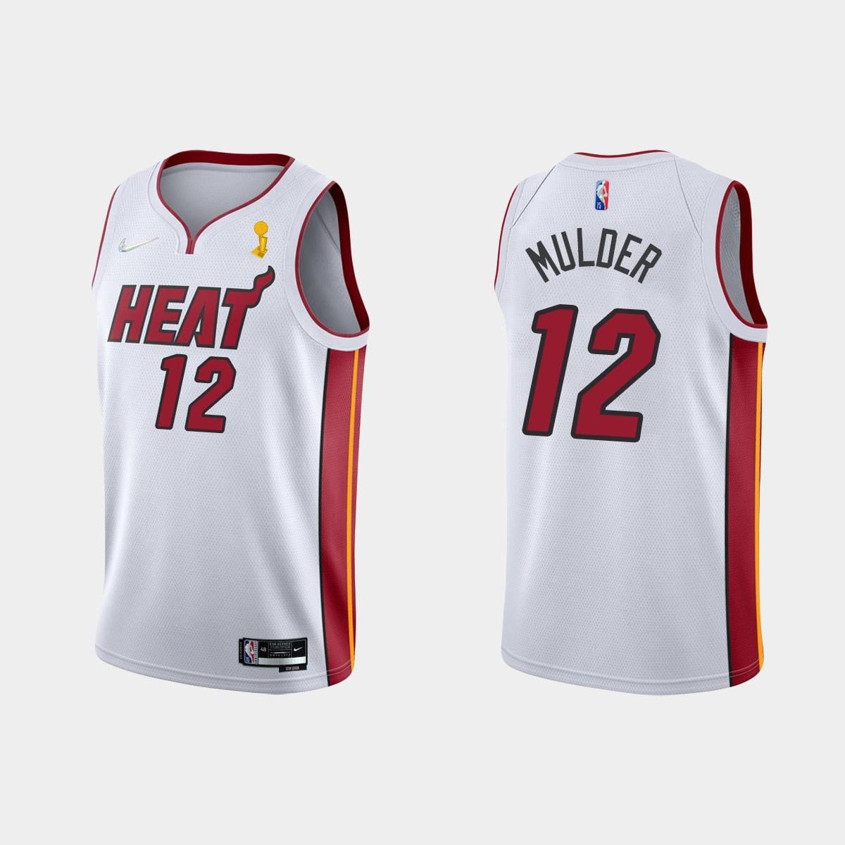 Basketball Team 12 Mychal Mulder Champions Cup 2023 Patch White Jersey