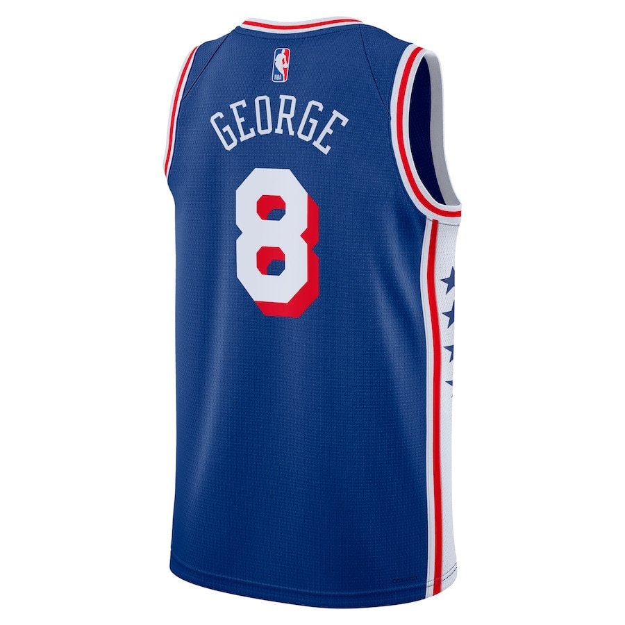 Paul George 8 Philadelphia 76ers Unisex 2024 Offseason Swingman Jersey Royal Multicolor