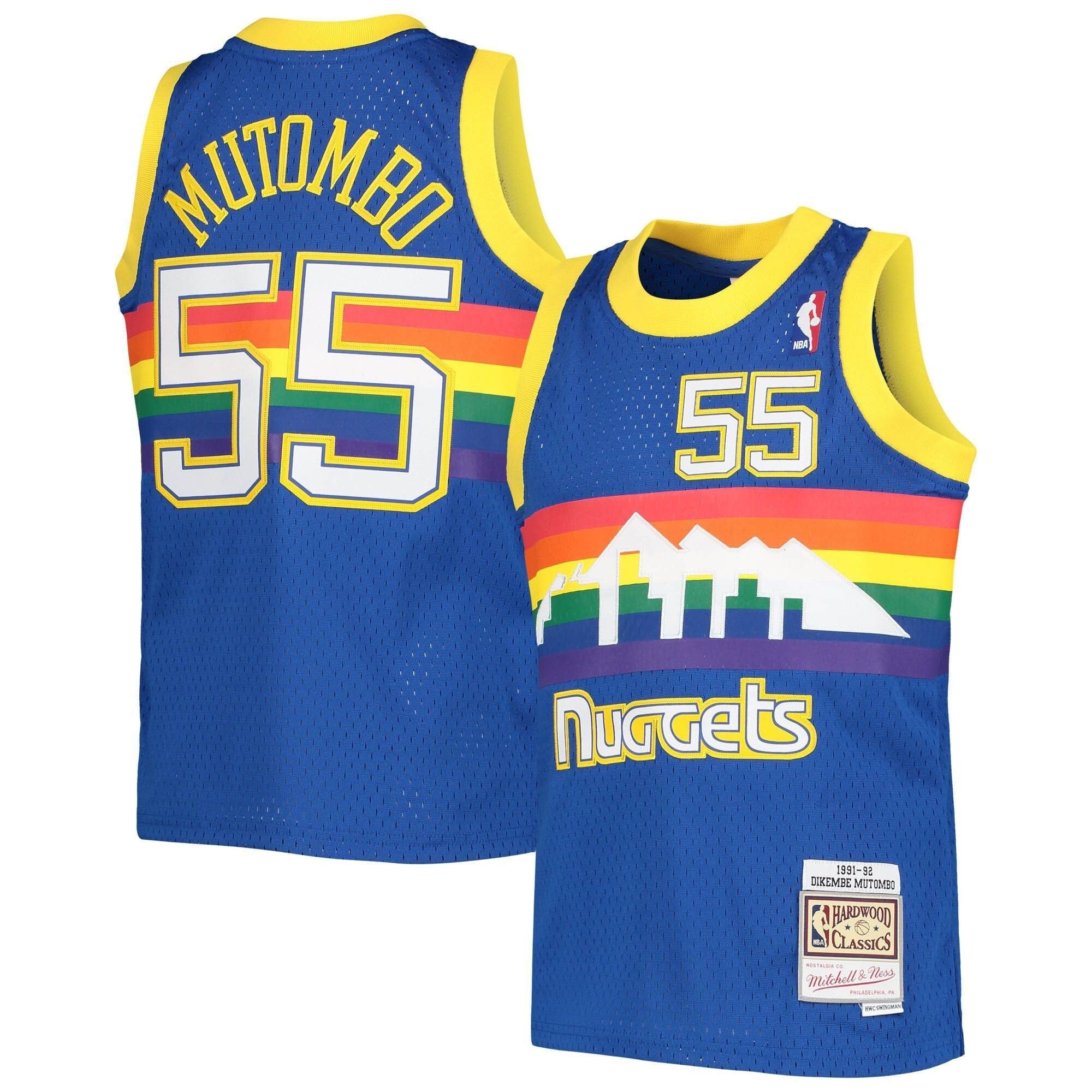 Dikembe Mutombo Denver Nuggets Mitchell & Ness Youth 1991-92 Hardwood Classics Swingman Jersey Royal