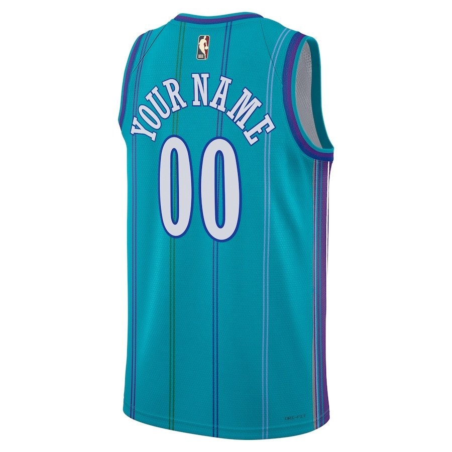 Charlotte Hornets Hardwood Classic Edition Swingman Custom Jersey Teal Unisex