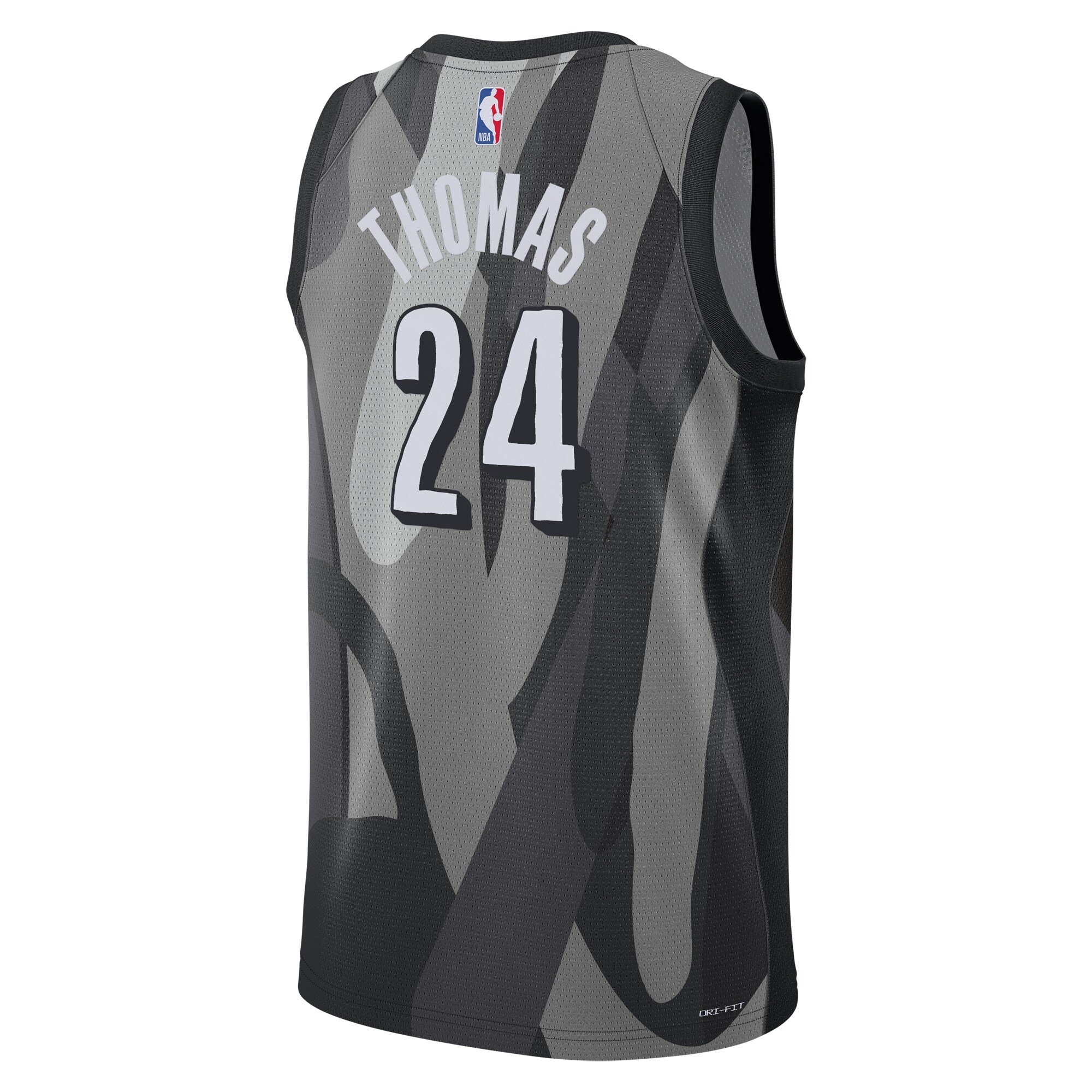 Brooklyn Nets 2024 City Edition Swingman Jersey Cam Thomas Silver Unisex