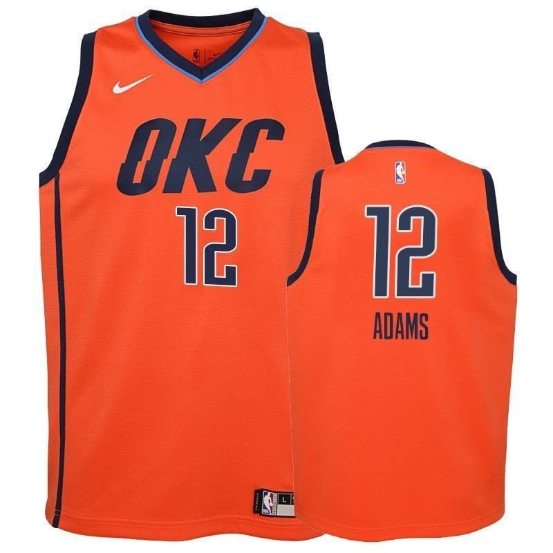 Youth Thunder Steven Adams 12 2018-19 Earned Orange Jersey S-3XL Unisex