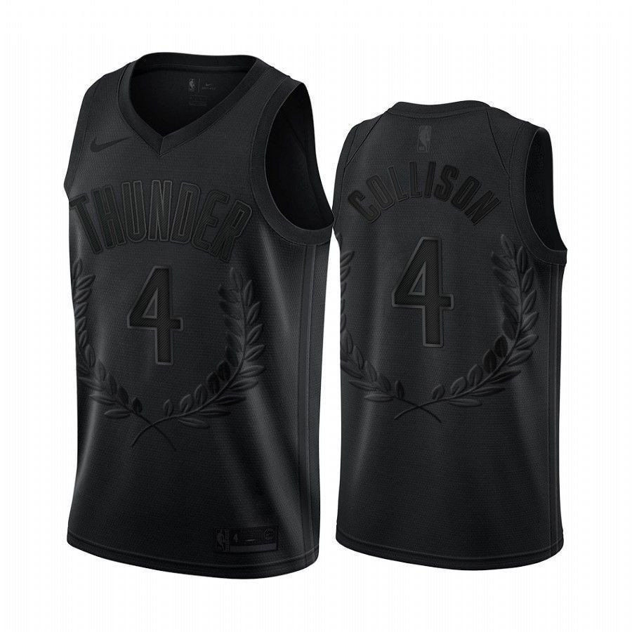 Men's Nick Collison 4 Okc Basketball Team Black Retired Number Jersey