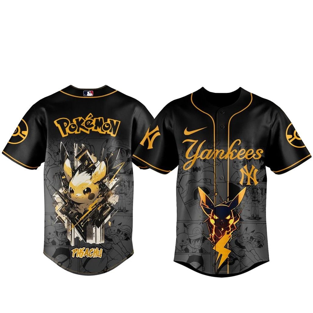 Baseball Team x Pokémon Pikachu 2026 Black Baseball Jersey
