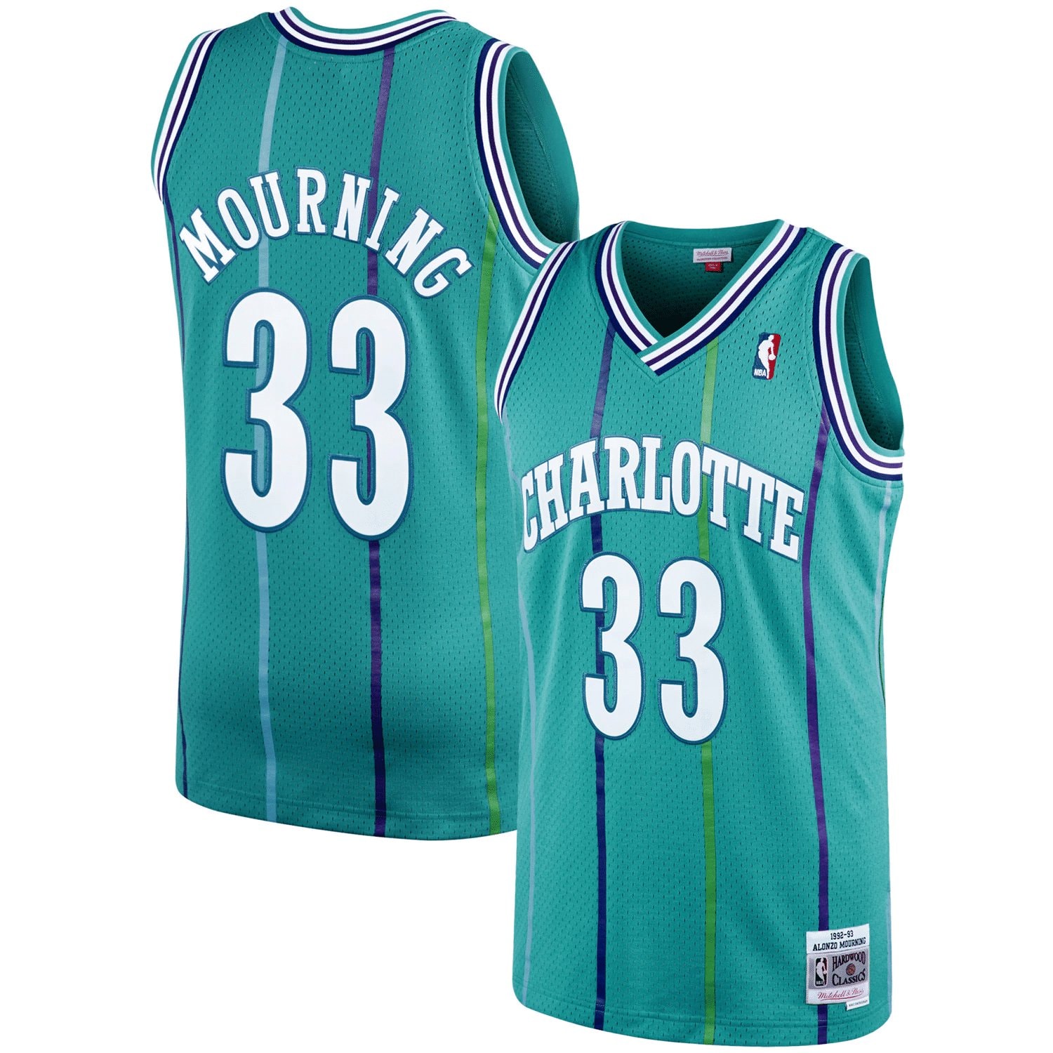 Alonzo Mourning Charlotte Hornets Mitchell & Ness 1994-95 Hardwood Classics Swingman Jersey - Purple Jersey
