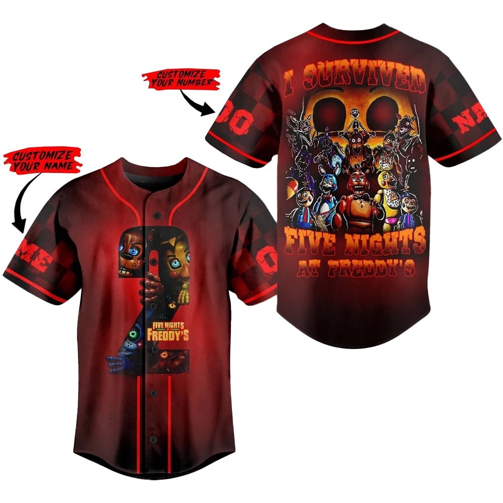 Custom Five Nights At Freddys 2 I Survived Baseball Jersey 2025