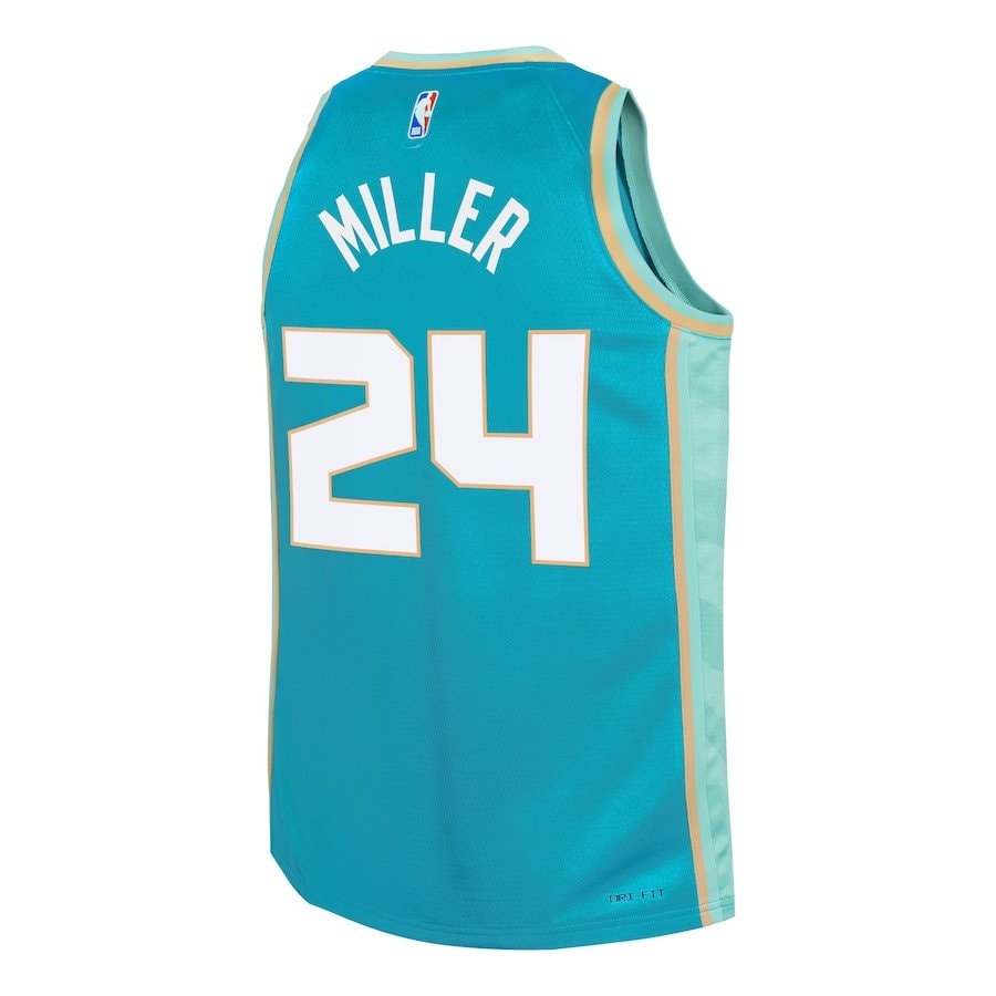Brandon Miller 24 Charlotte Hornets 2023/24 City Edition Swingman Youth Jersey Teal