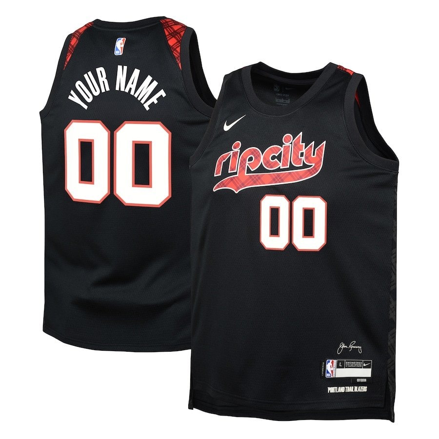 Portland Trail Blazers 2023/24 City Edition Swingman Custom Youth Jersey Black - 100% Polyester