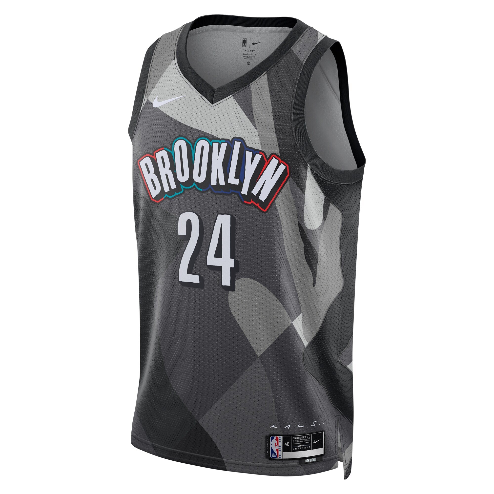 Brooklyn Nets 2024 City Edition Swingman Jersey Cam Thomas Silver Unisex