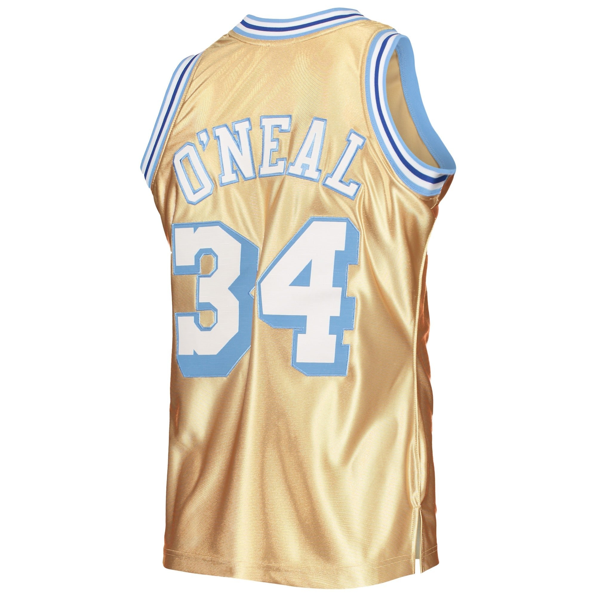 Men's Mitchell & Ness Shaquille O'Neal Gold Los Angeles Lakers 75th Anniversary 1996/97 Hardwood Classics Swingman Jersey