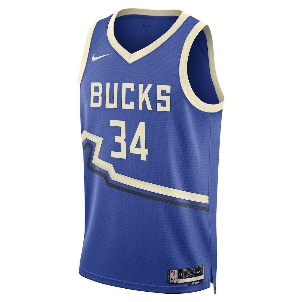 Giannis Antetokounmpo 34 Milwaukee Bucks Unisex 2024/25 Swingman City Edition Jersey Royal