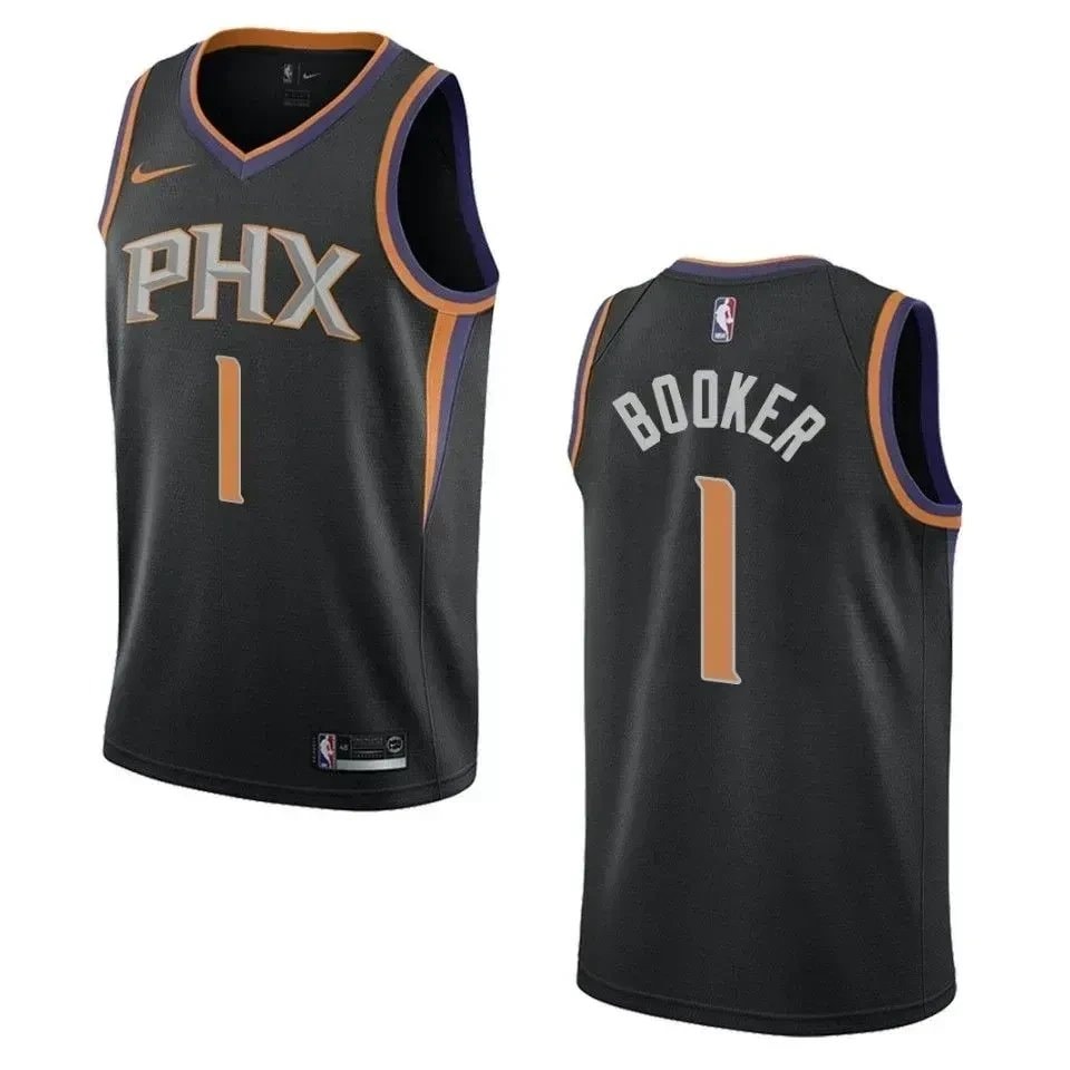 Men's Phoenix Suns Devin Booker Statement Swingman Jersey Black Multicolor