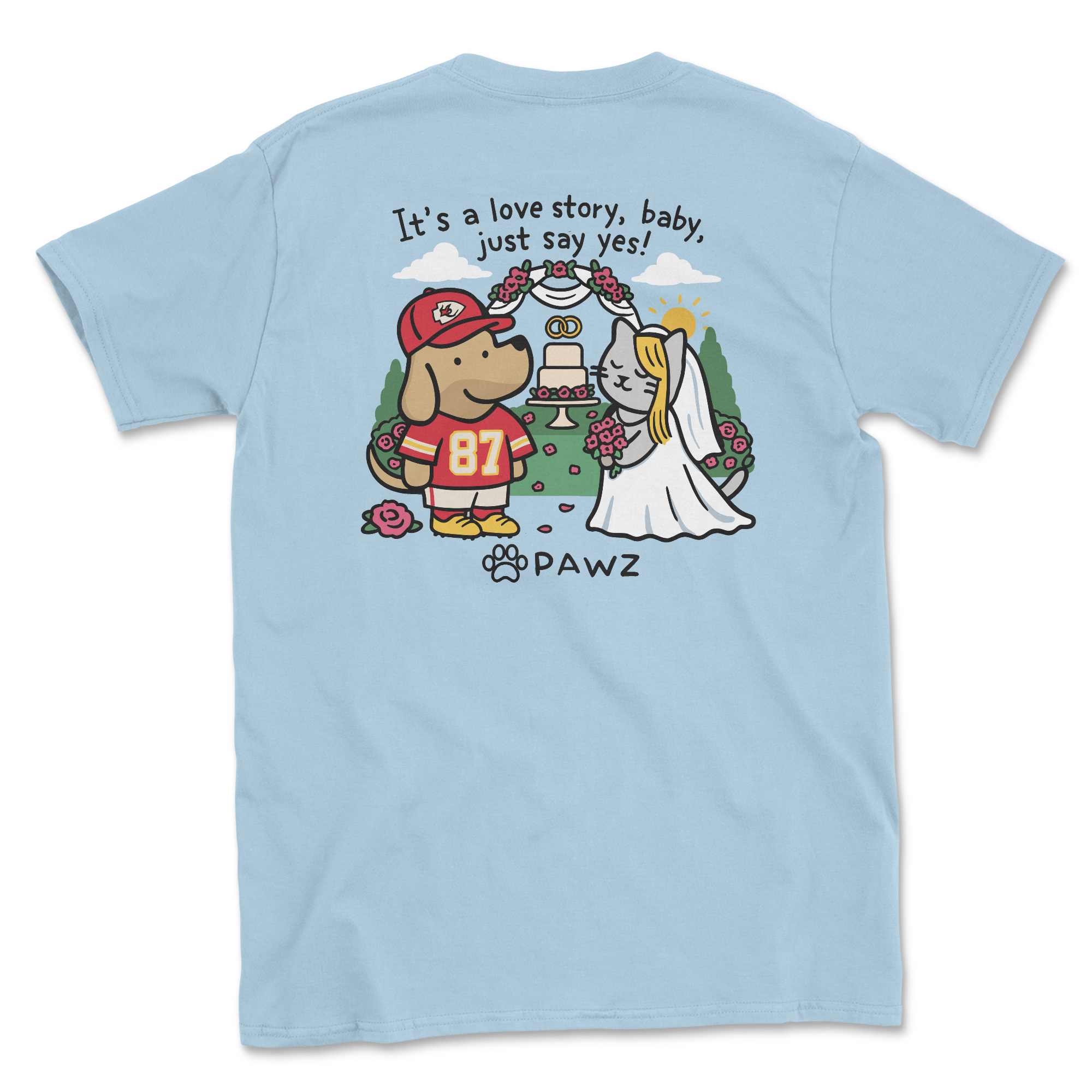 Love Story - (Light Blue) (Adult Short Sleeve T-Shirt)