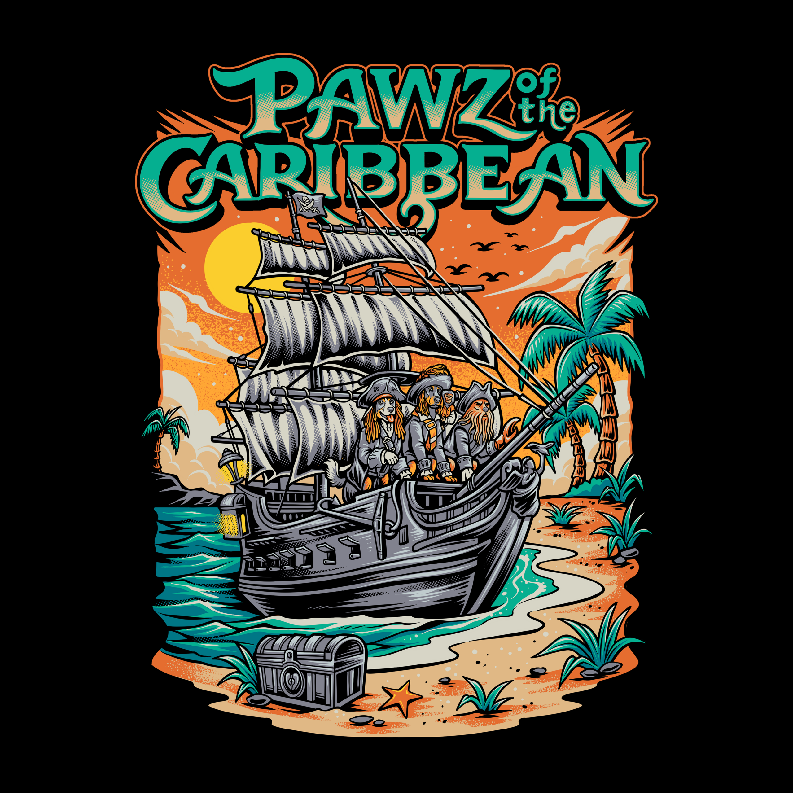 Pawz Of The Caribbean (Adult Short Sleeve T-Shirt)