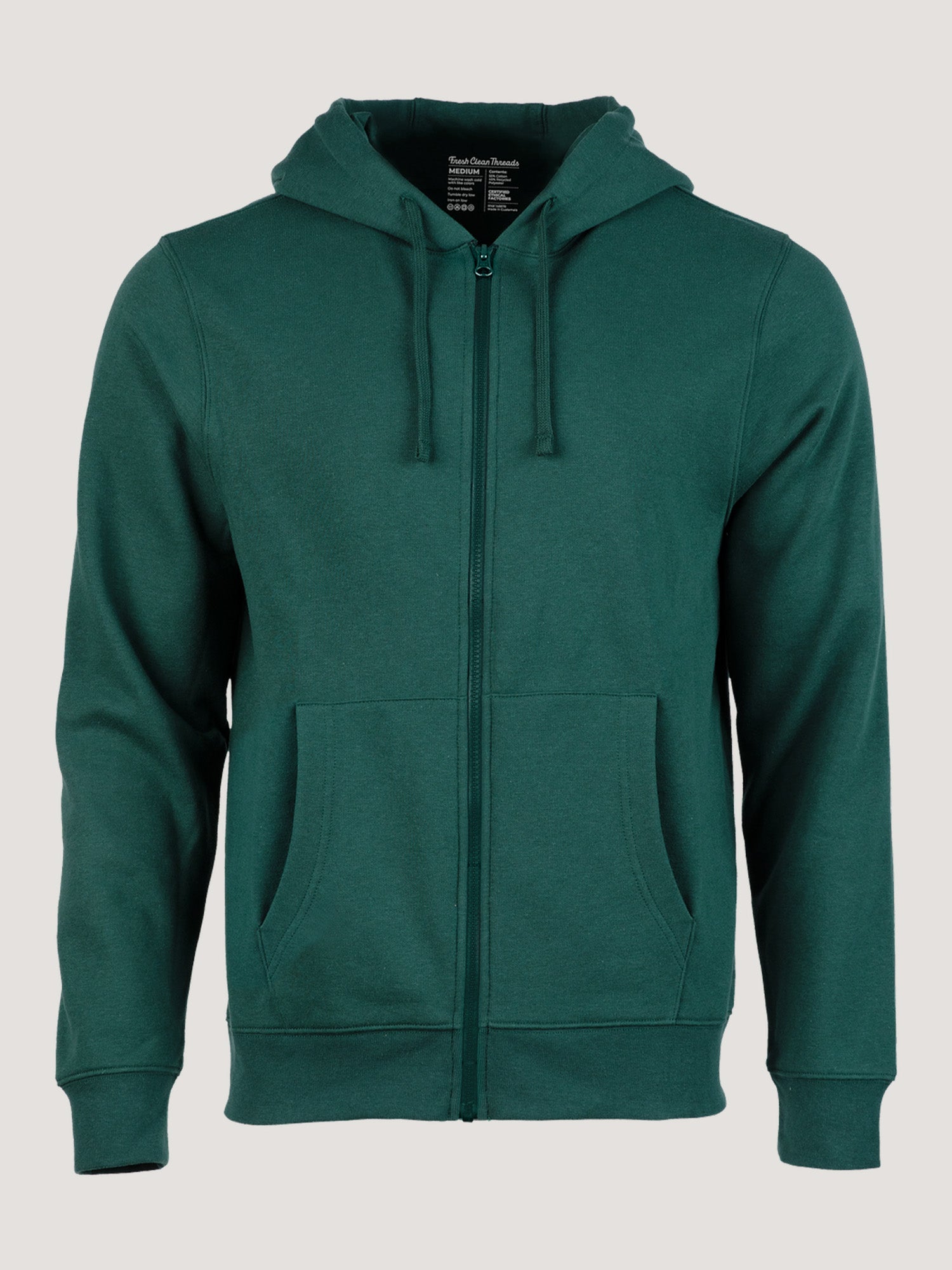 Dark Emerald Zip-Up Hoodie