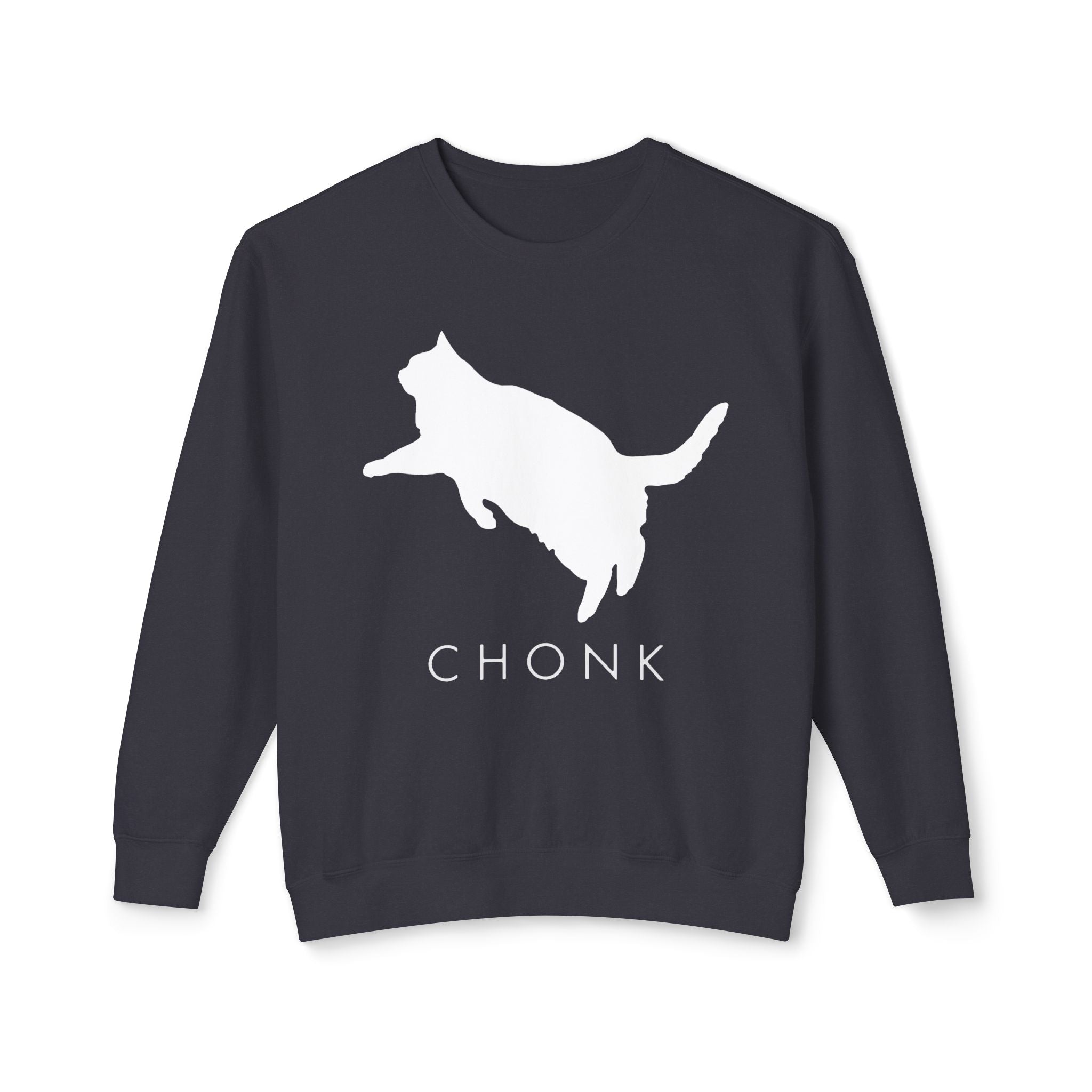 Chonk Cat Unisex Lightweight Crewneck Sweatshirt - Perfect for Cat Lovers