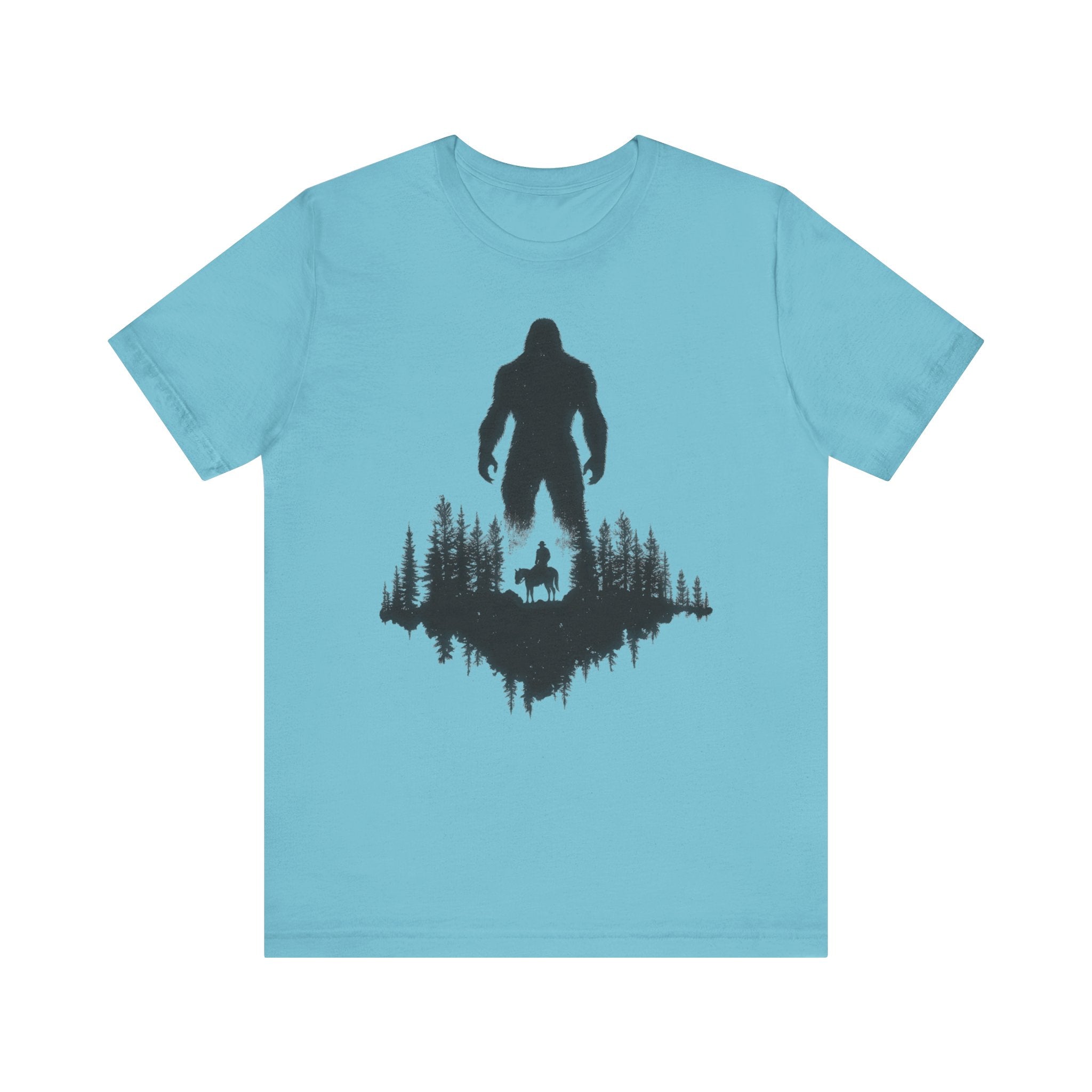 Bigfoot Silhouette Forest T-Shirt Mysterious Adventure Design