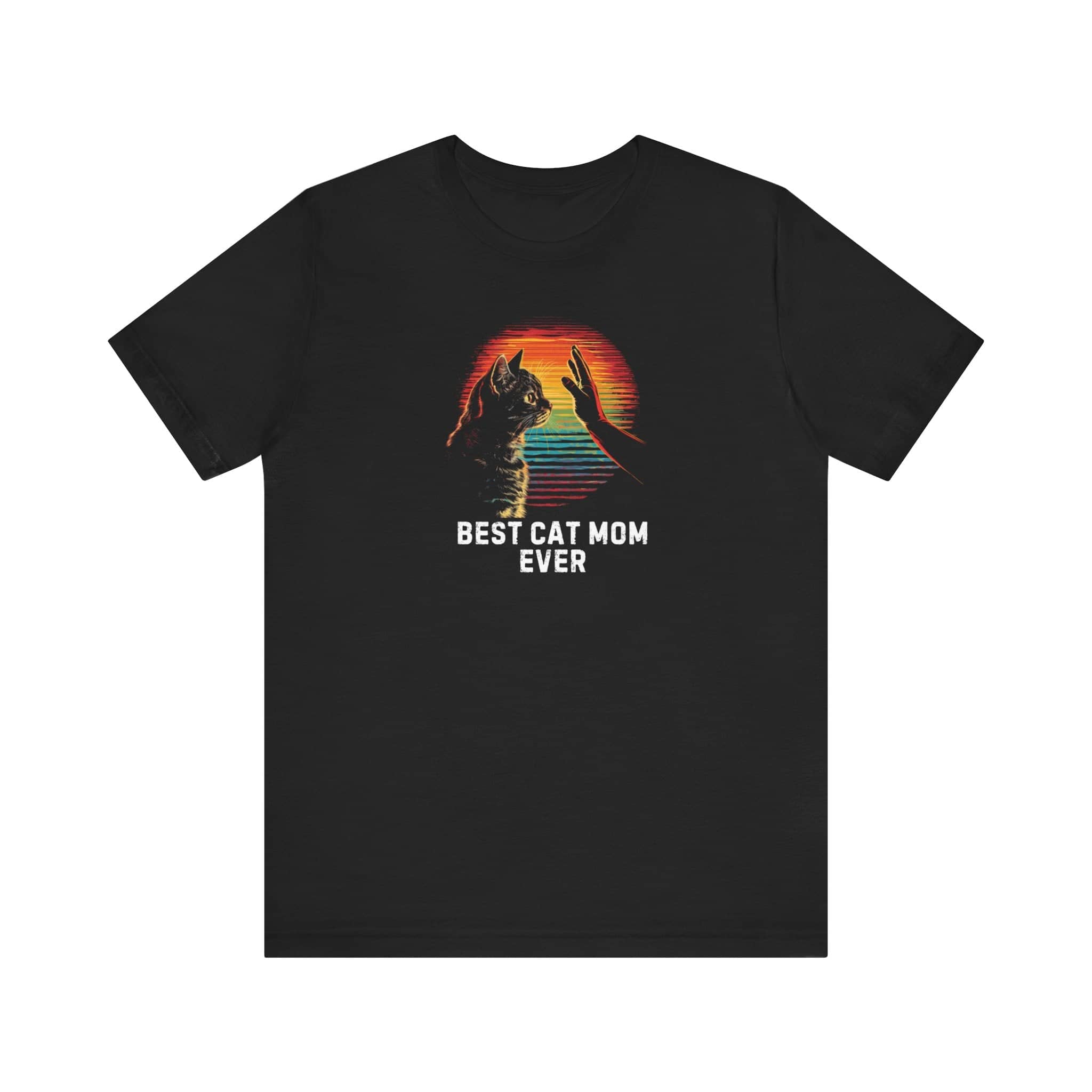 Best Cat Mom Ever Retro Sunset No High Five for You Shirt Funny Cat Lover Tee