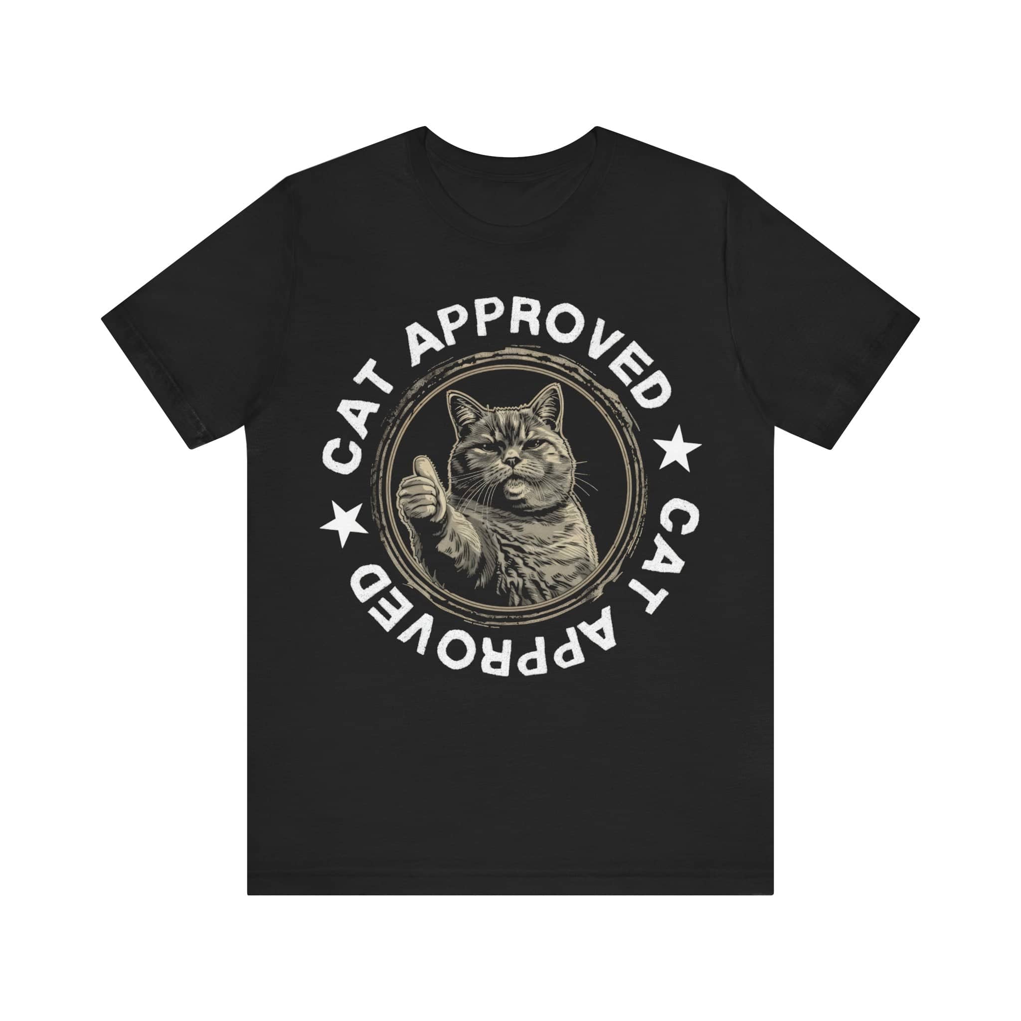 Cat Approved T-Shirt | Unisex Black Tee with Cat Thumbs Up Graphic | Pet Lover Gift