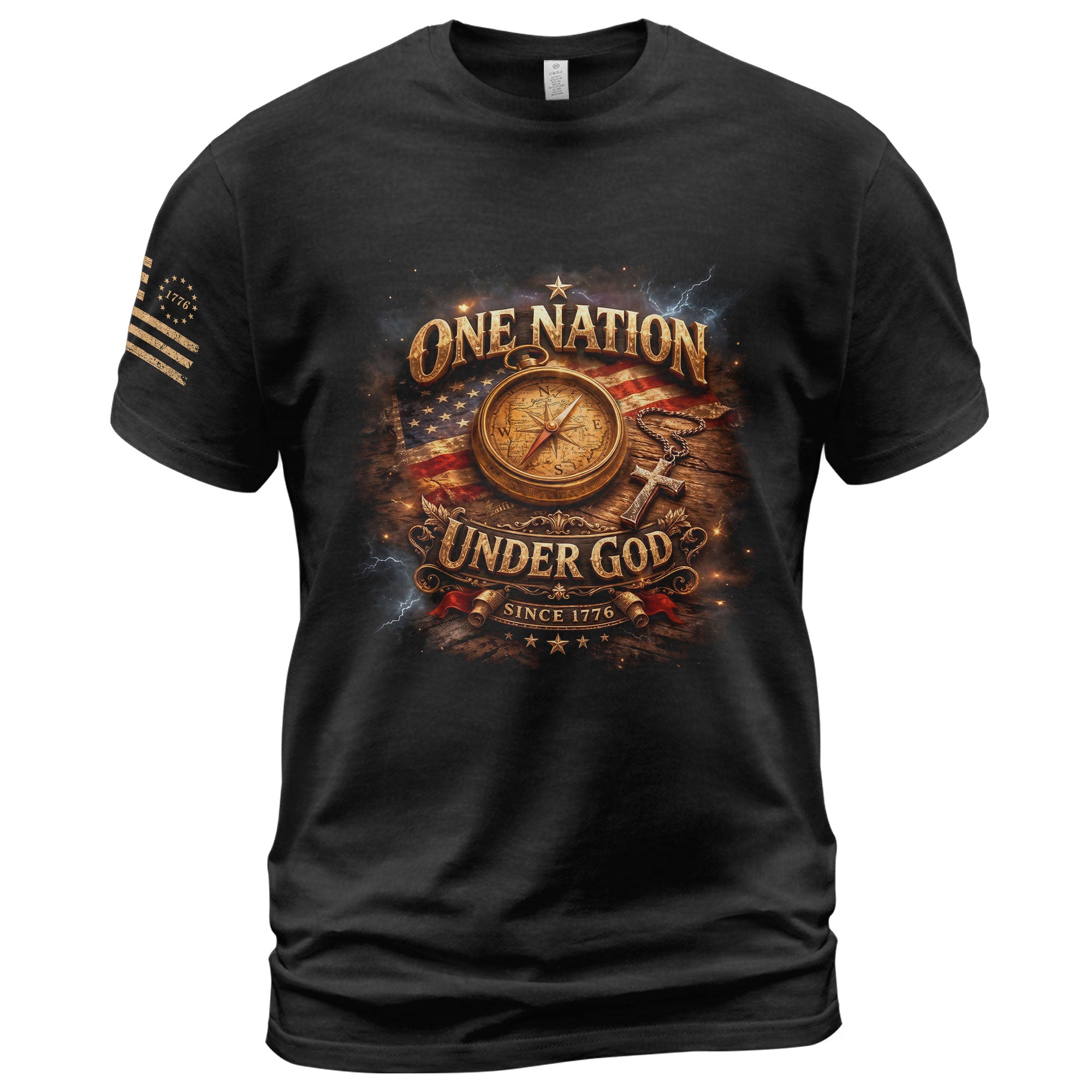 250 Years Anniversary 1776-2026 Christian Patriotic T-Shirt Compass Cross One Nation Under God