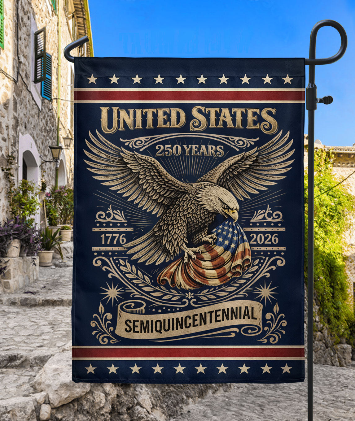 America 250th Anniversary 1776-2026 Double Sided House Flag Patriotic Eagle Yard Decor