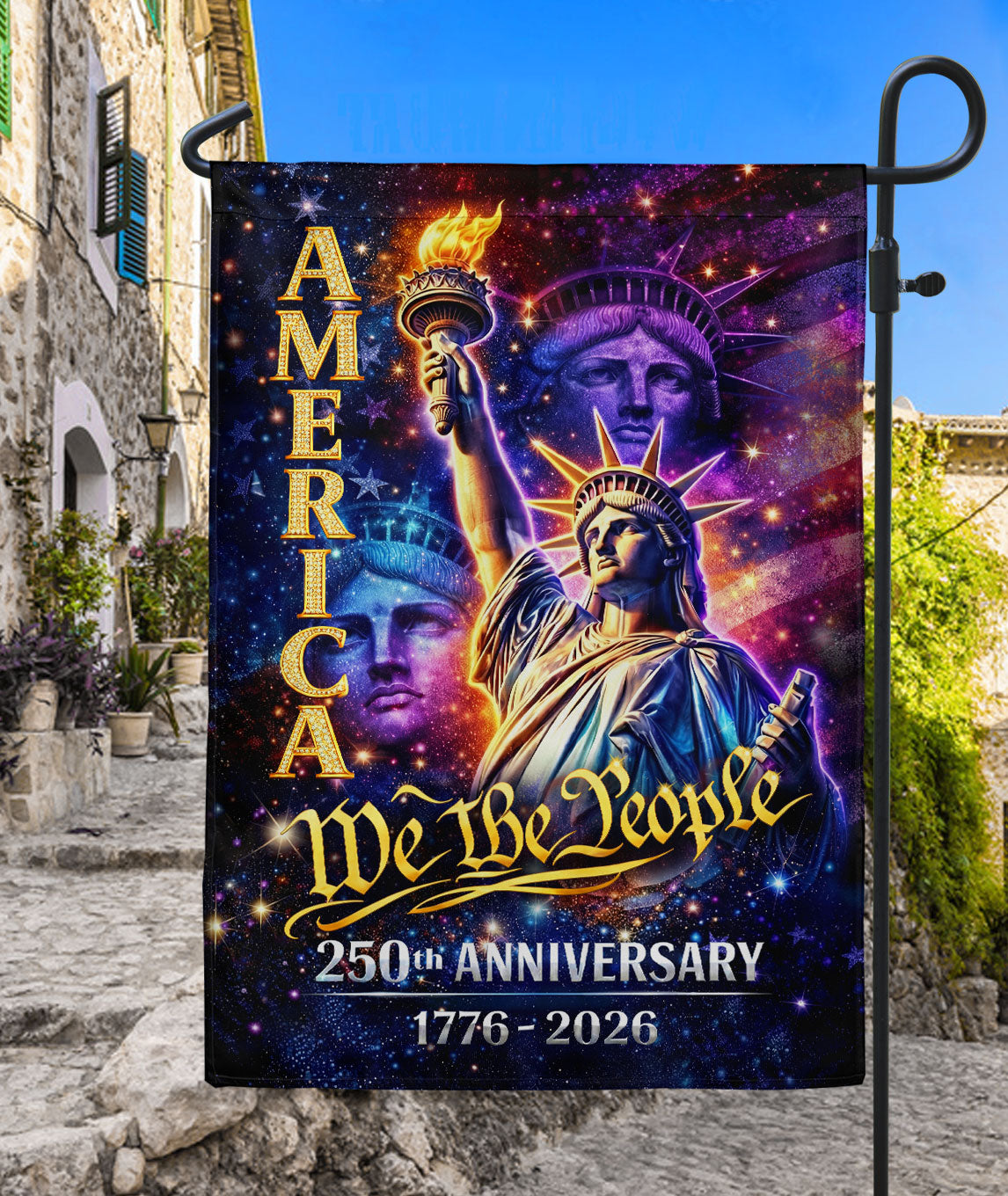 America 250th Anniversary Double Sided Garden Flag Statue of Liberty We The People 1776-2026