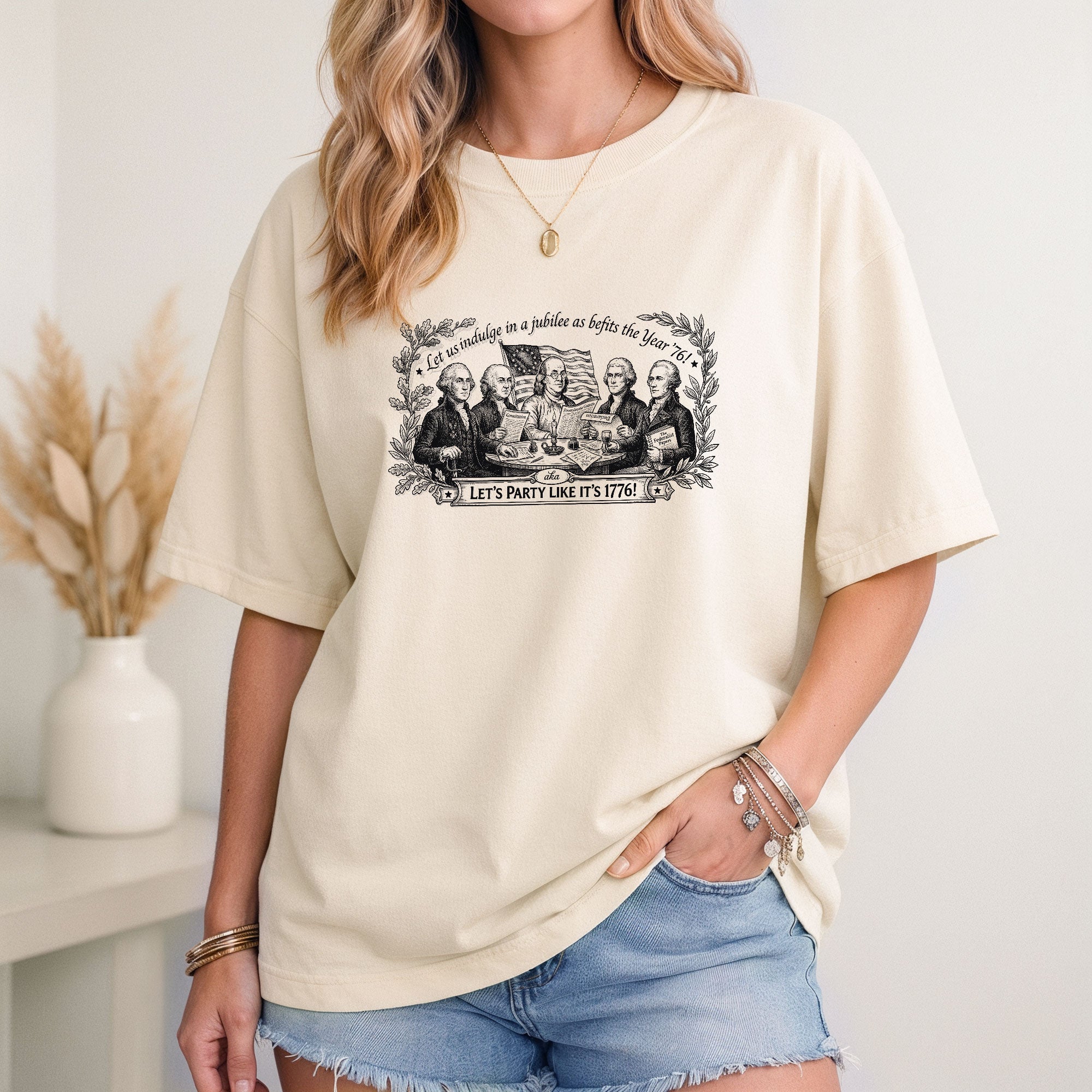 America 250th Anniversary Founding Fathers Vintage T-Shirt Let's Party Like It's 1776 Unisex