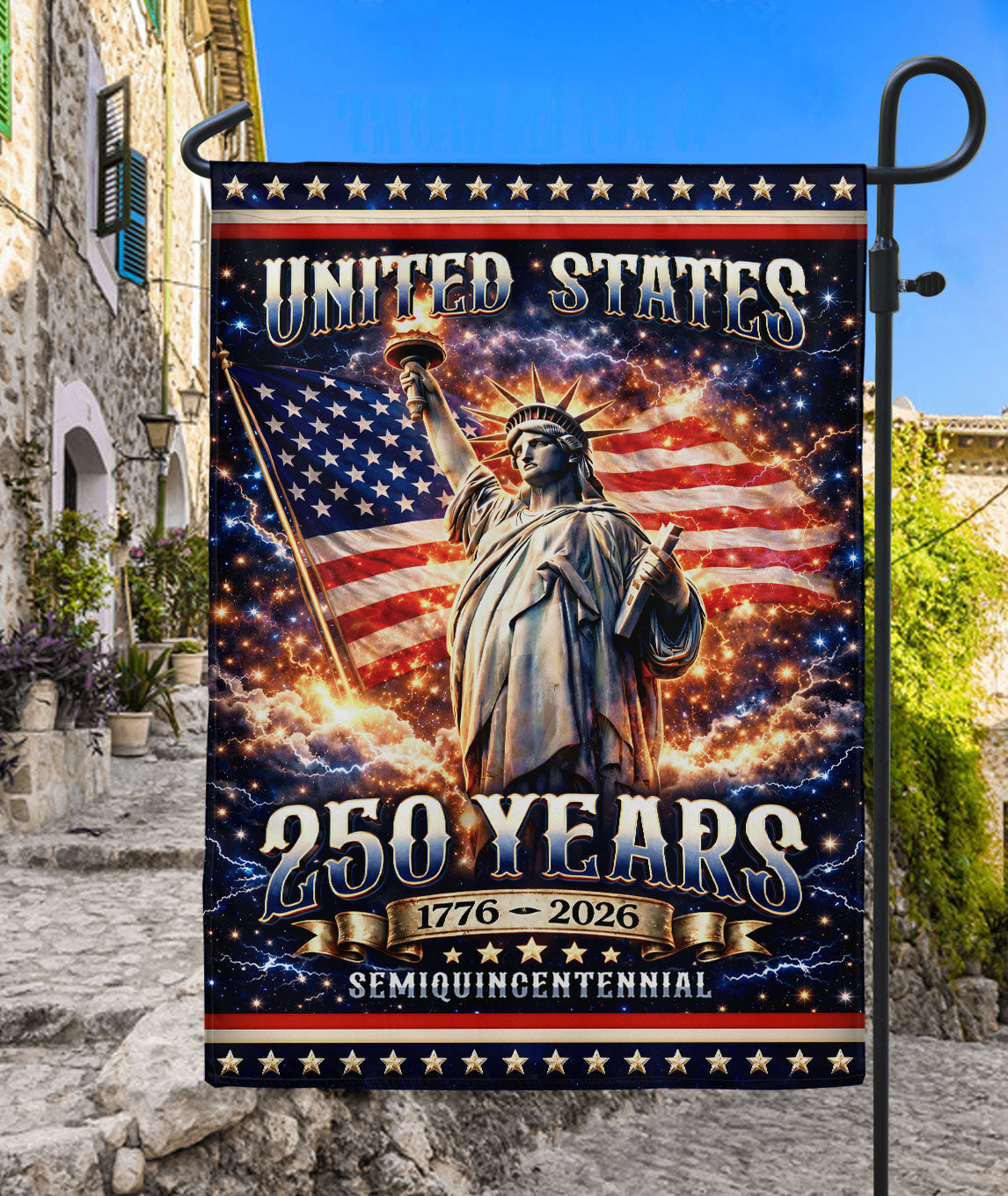 USA 250th Anniversary Garden Flag 1776-2026 Statue of Liberty Double Sided Patriotic Yard Decor