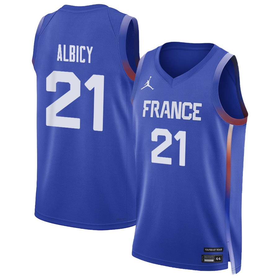 Andrew Albicy 21 France Basketball 2024 Summer Olympics Player Limited Unisex Jersey Royal Multicolor