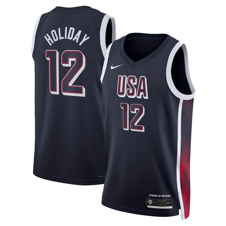 Jrue Holiday #12 USA Basketball 2024 Swingman Player Jersey Navy Multicolor Unisex Adult