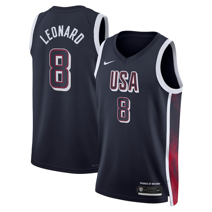 Kawhi Leonard 8 Men's USA Basketball Unisex 2024 Swingman Player Jersey Navy Multicolor